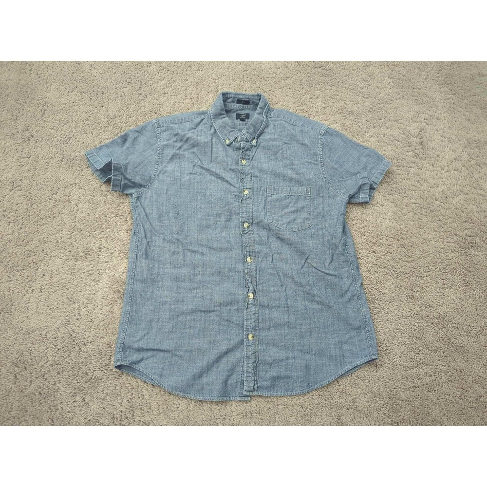 J Crew Button Down Shirt Mens Large Chambray Slim Fit Casual